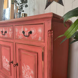 Solid Pine Sideboard Painted Boho Pink and White Floral
