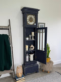Vintage Grandfather Clock with Shelving Painted Rustic Navy Blue