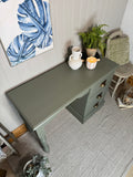 Solid Pine Desk / Dressing Table Painted Dark Green