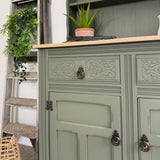 Vintage Carved Dutch Dresser painted Green