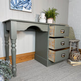 Solid Pine Desk / Dressing Table Painted Dark Green