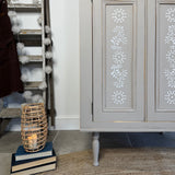 Freestanding Pine Pantry Larder Linen Cupboard, Painted Rustic Beige and White