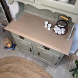 Olive Green Vintage Style Welsh Dresser Cupboard