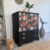 Linen Cupboard Painted Black and Floral