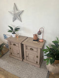 Pair of Matching Bedside Tables / Cupboards painted neutral