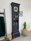 Vintage Grandfather Clock with Shelving Painted Rustic Navy Blue