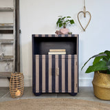 Rustic Purple Striped Vintage Cupboard / Side Table