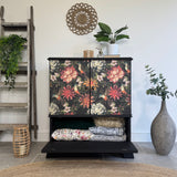 Linen Cupboard Painted Black and Floral