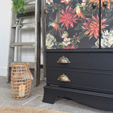 Linen Cupboard Painted Black and Floral