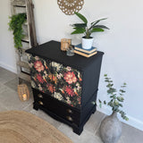 Linen Cupboard Painted Black and Floral