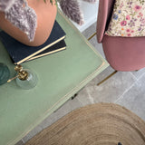 Vintage Rustic Carved Oak Desk, Painted in Farmhouse Green