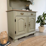 Olive Green Vintage Style Welsh Dresser Cupboard