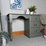 Solid Pine Desk / Dressing Table Painted Dark Green