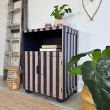 Rustic Purple Striped Vintage Cupboard / Side Table