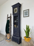 Vintage Grandfather Clock with Shelving Painted Rustic Navy Blue