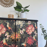 Linen Cupboard Painted Black and Floral