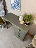 Solid Pine Desk / Dressing Table Painted Dark Green