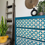 Colourful Patterned Blue Vintage Retro MCM Drawers