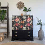 Linen Cupboard Painted Black and Floral
