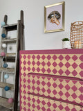 Bright Pink Retro MCM Patterned Chest Of Drawers