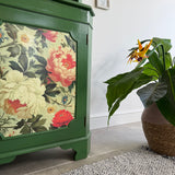 Vibrant Green Floral Corner Cupboard
