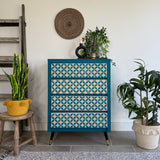 Colourful Patterned Blue Vintage Retro MCM Drawers