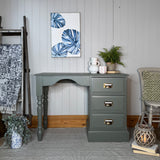 Solid Pine Desk / Dressing Table Painted Dark Green