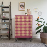 Bright Pink Retro MCM Patterned Chest Of Drawers