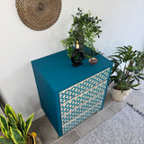Colourful Patterned Blue Vintage Retro MCM Drawers