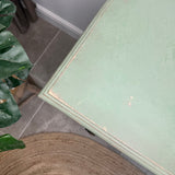 Vintage Rustic Carved Oak Desk, Painted in Farmhouse Green