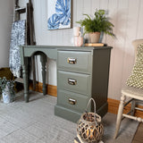 Solid Pine Desk / Dressing Table Painted Dark Green