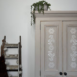 Freestanding Pine Pantry Larder Linen Cupboard, Painted Rustic Beige and White