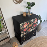 Linen Cupboard Painted Black and Floral