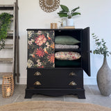 Linen Cupboard Painted Black and Floral