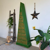 Unique Pyramid Triangular Chest of Drawers Painted Stripey Bright Green