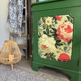 Vibrant Green Floral Corner Cupboard