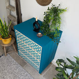 Colourful Patterned Blue Vintage Retro MCM Drawers