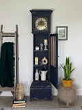 Vintage Grandfather Clock with Shelving Painted Rustic Navy Blue