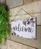 Lilac purple ‘Welcome’ wall hanging sign