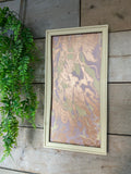 Acrylic pour framed artwork wall hanging - cream, pink and copper