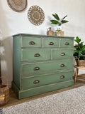 Solid Pine Rustic Green Chest Of Drawers