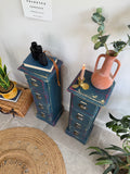 Colourful Vintage Industrial Apothecary Style Pair of Side Drawers