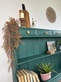 Solid Pine Console Table / Bookcase Painted Dark Green