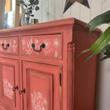 Solid Pine Sideboard Painted Boho Pink and White Floral