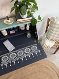 Vintage Oak Bureau Desk Painted Rustic Blue and Floral