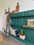 Solid Pine Console Table / Bookcase Painted Dark Green
