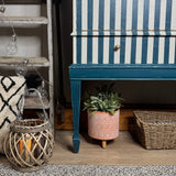 Blue & White Striped Vintage Linen Console / Cupboard