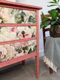 Vintage Chest of Drawers painted Pink and Floral
