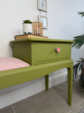 Colourful Green and Pink Stag Minstrel Telephone Table / Gossip Seat / Hallway Bench