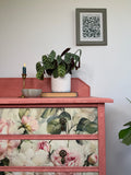Vintage Chest of Drawers painted Pink and Floral